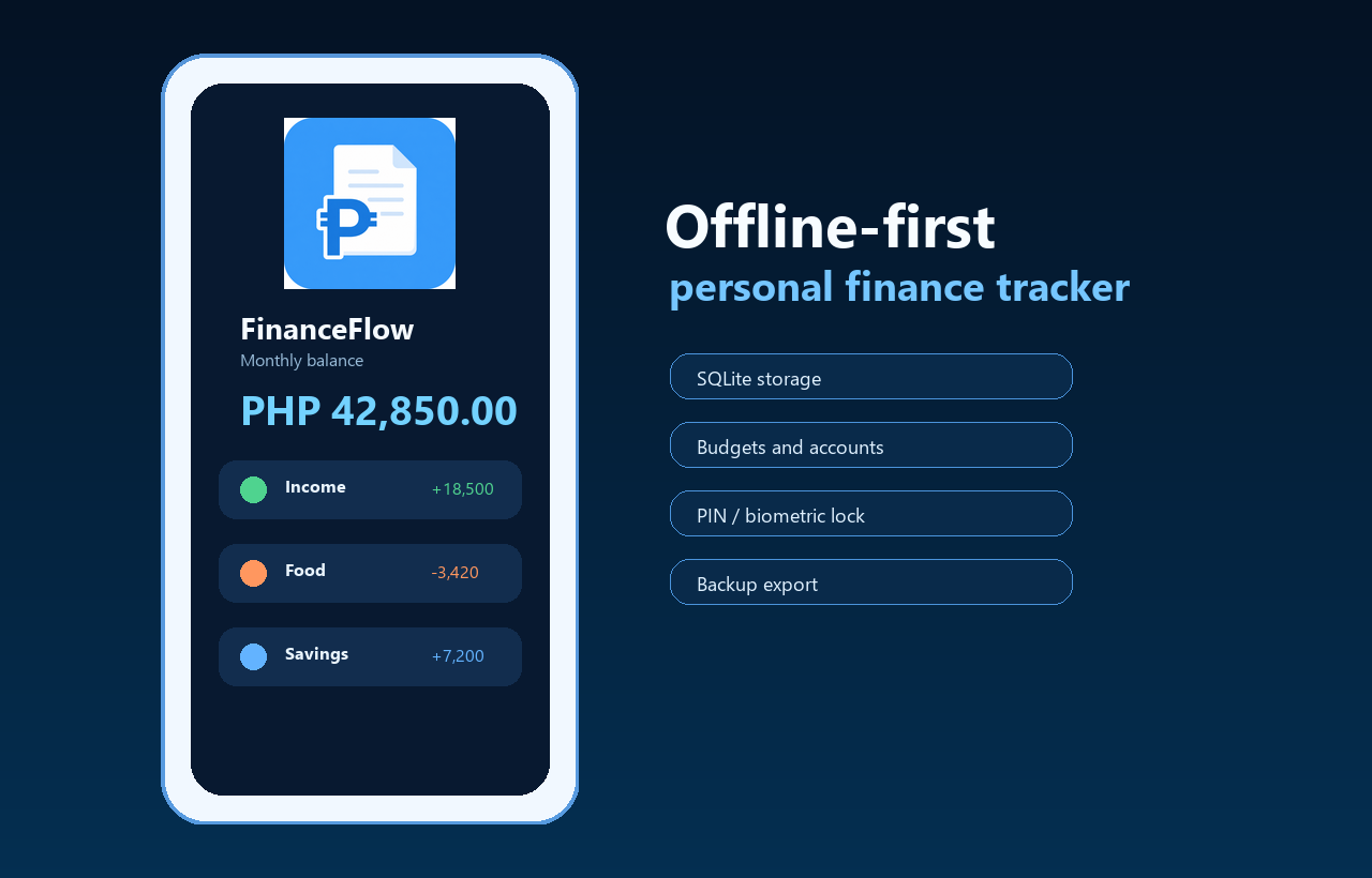 FinanceFlow offline finance tracker mobile preview