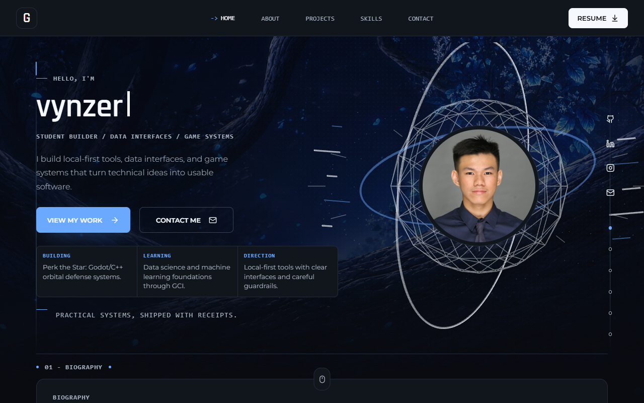 Personal portfolio website screenshot