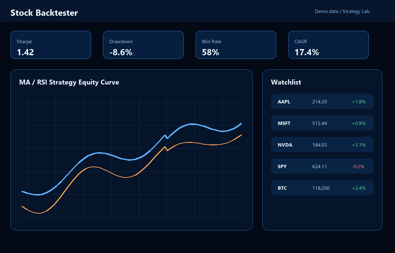 Stock Backtester dashboard preview
